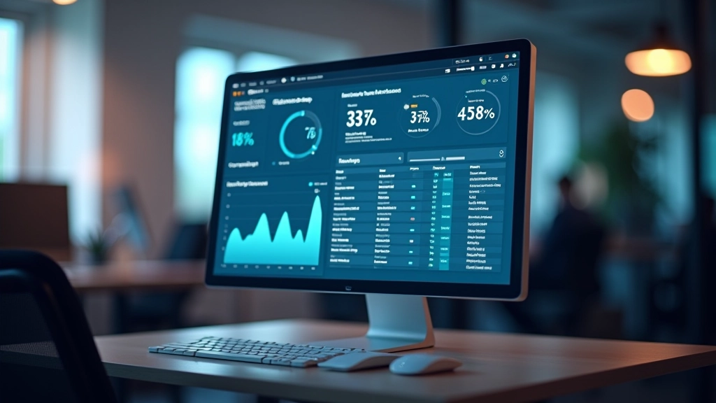 Computer monitor met cache performance grafieken en optimalisatie dashboard